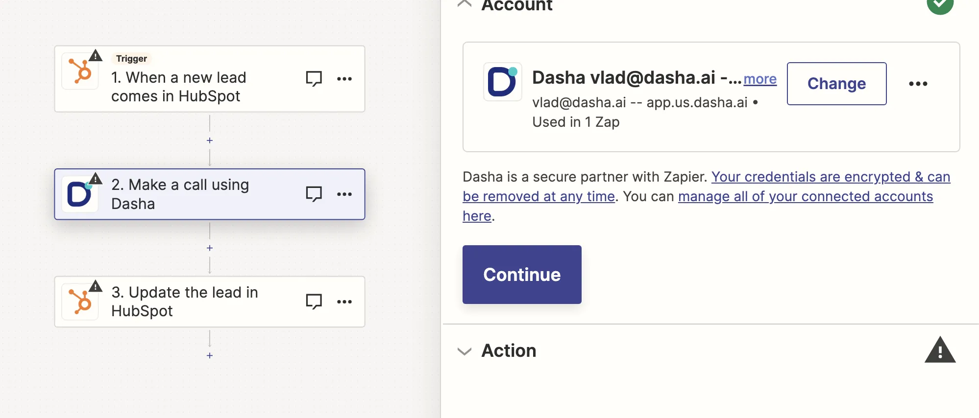 Connecting Dasha to Zapier 2
