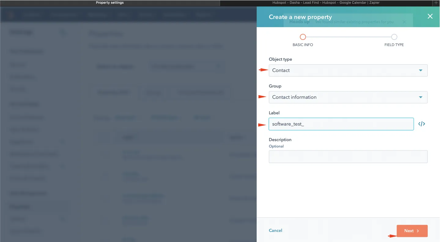 Creating a new Property in Hubspot 