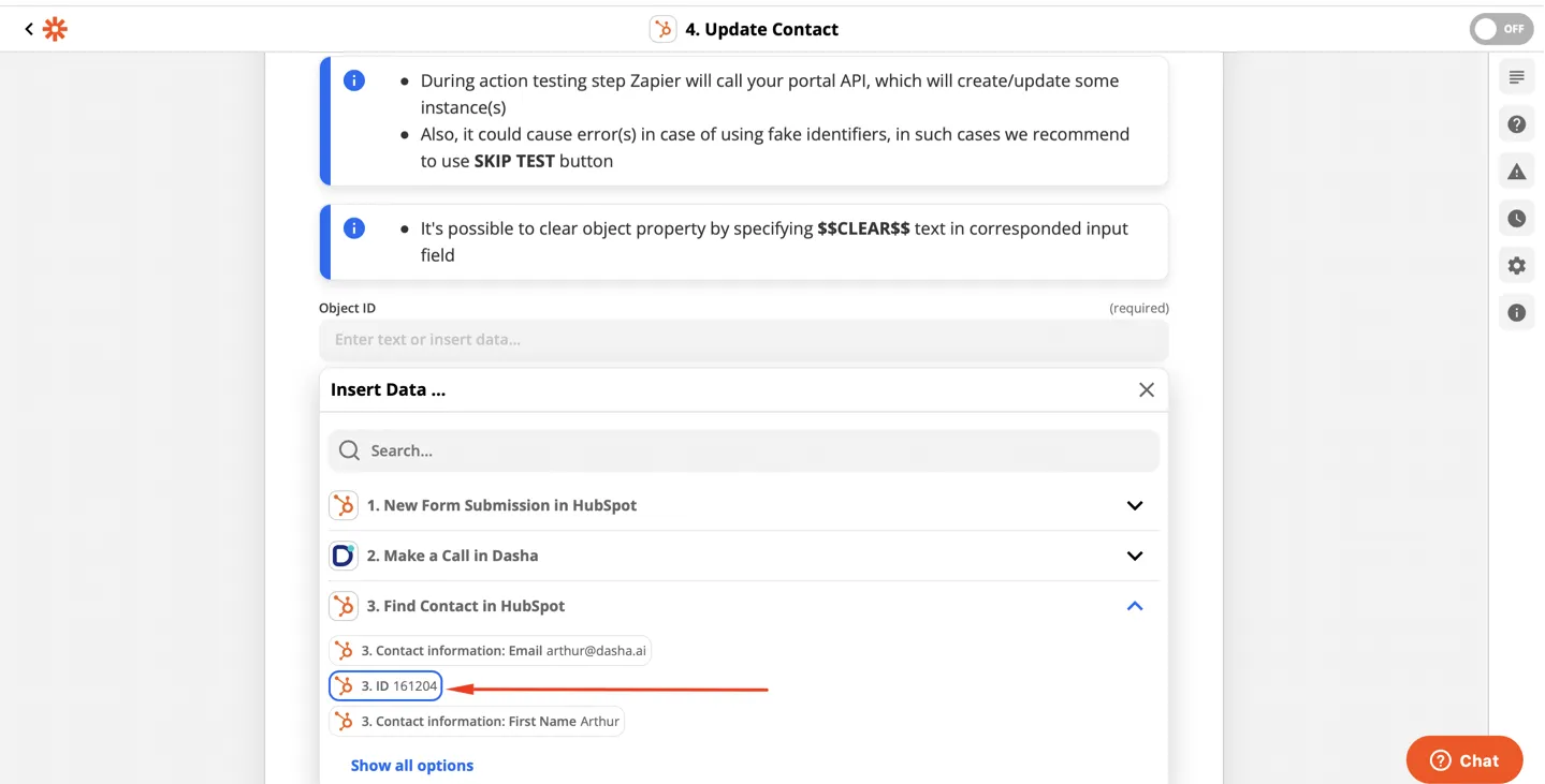 Setting up writing data to Hubspot 