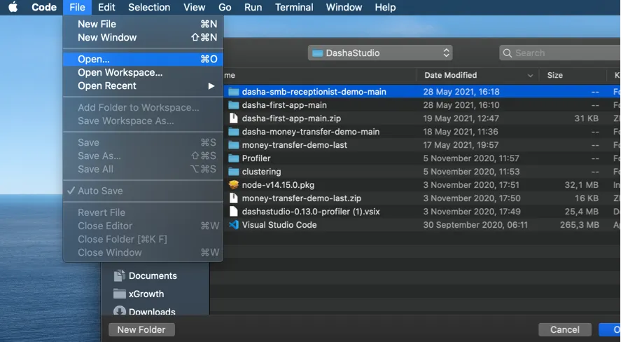 Click File - Open - your folder